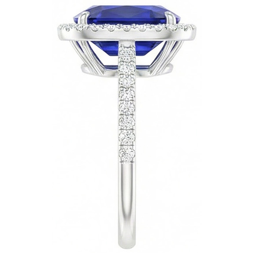 Natural Real ( Not Lab Grown )  Gold 7 Carat Halo Sapphire Engagement Ring