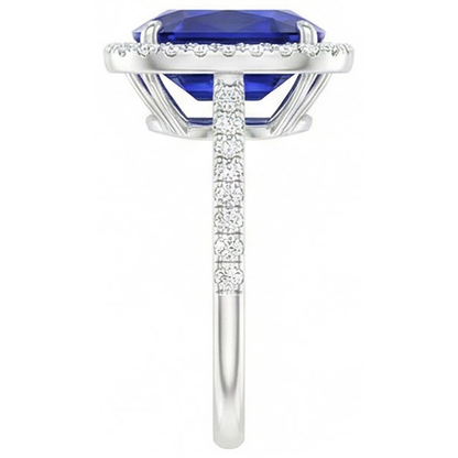 Natural Real ( Not Lab Grown )  Gold 7 Carat Halo Sapphire Engagement Ring