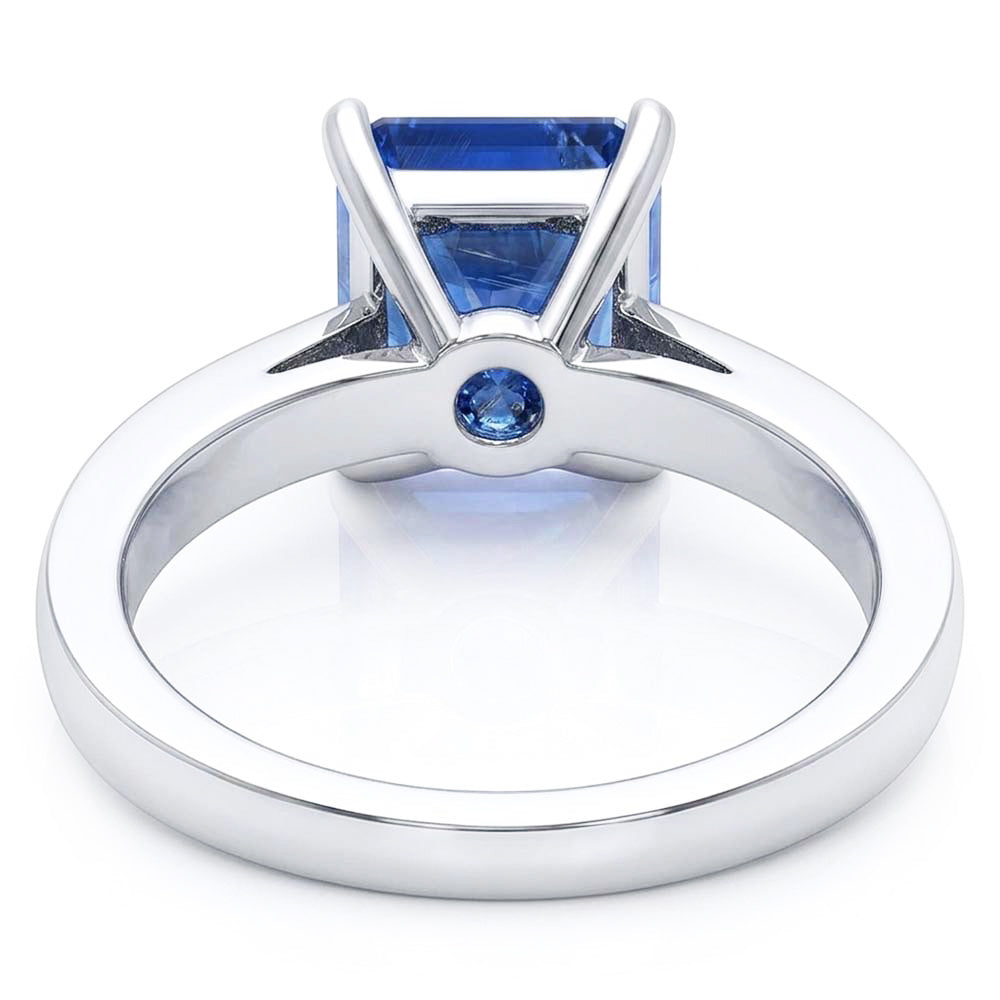 Gold Anniversary Blue Sapphire Ring 4 Carats Channel Set Natural Earth Mined Diamonds