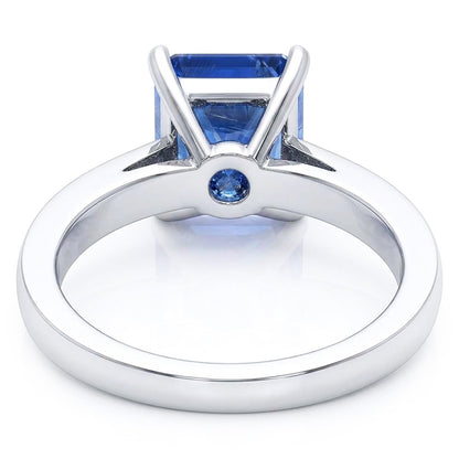 Gold Anniversary Blue Sapphire Ring 4 Carats Channel Set Natural Earth Mined Diamonds