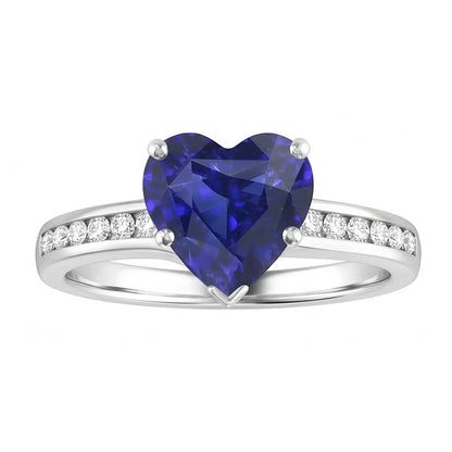 Gold Anniversary Natural Earth Mined Diamond & Ceylon Sapphire Ring 4 Carats