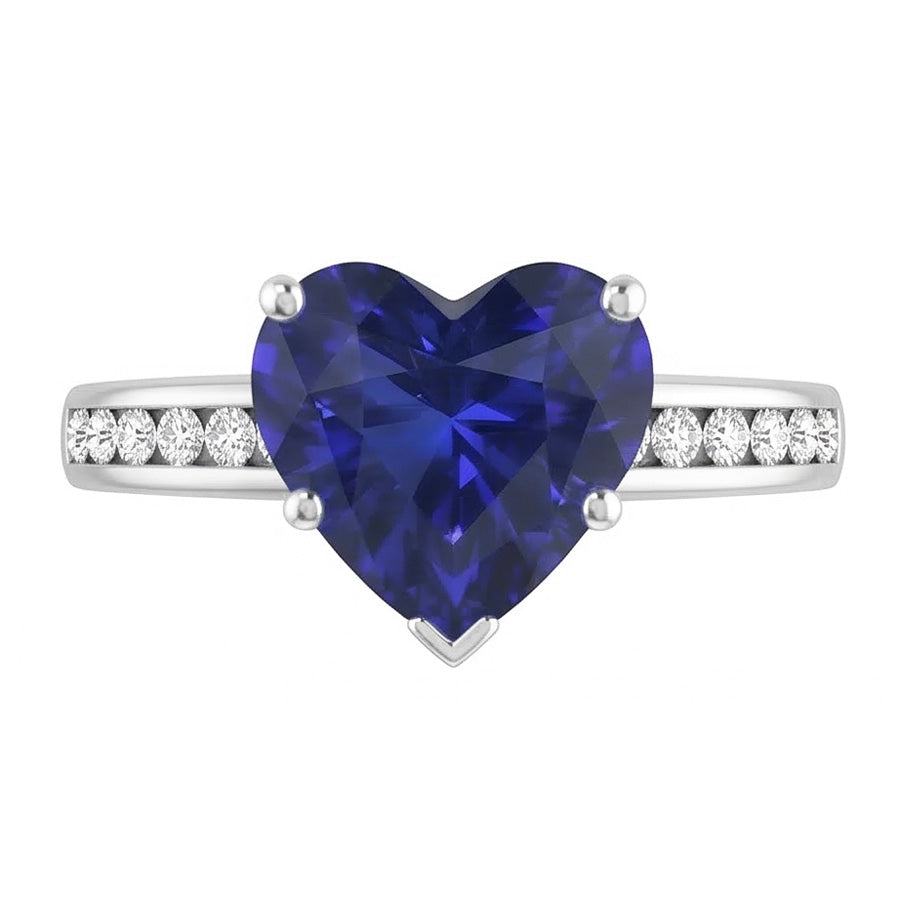 Gold Anniversary Natural Earth Mined Diamond & Ceylon Sapphire Ring 4 Carats