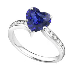Gold Anniversary Natural Earth Mined Diamond & Ceylon Sapphire Ring 4 Carats