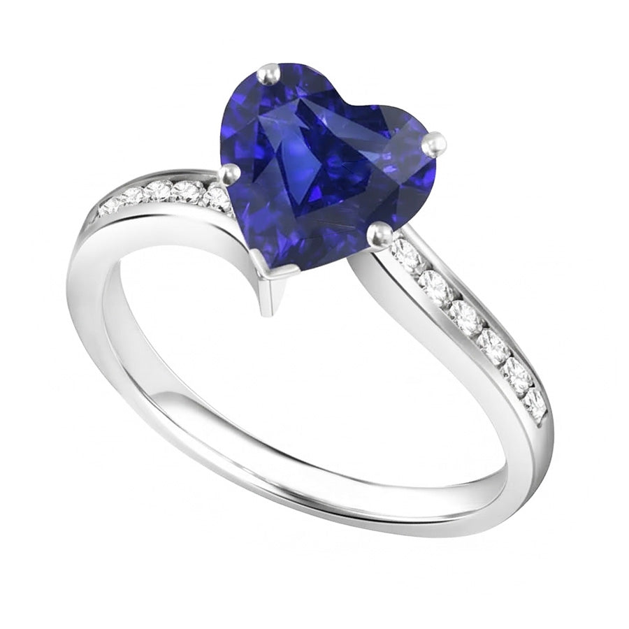 Gold Anniversary Natural Earth Mined Diamond & Ceylon Sapphire Ring 4 Carats