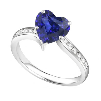 Gold Anniversary Natural Earth Mined Diamond & Ceylon Sapphire Ring 4 Carats