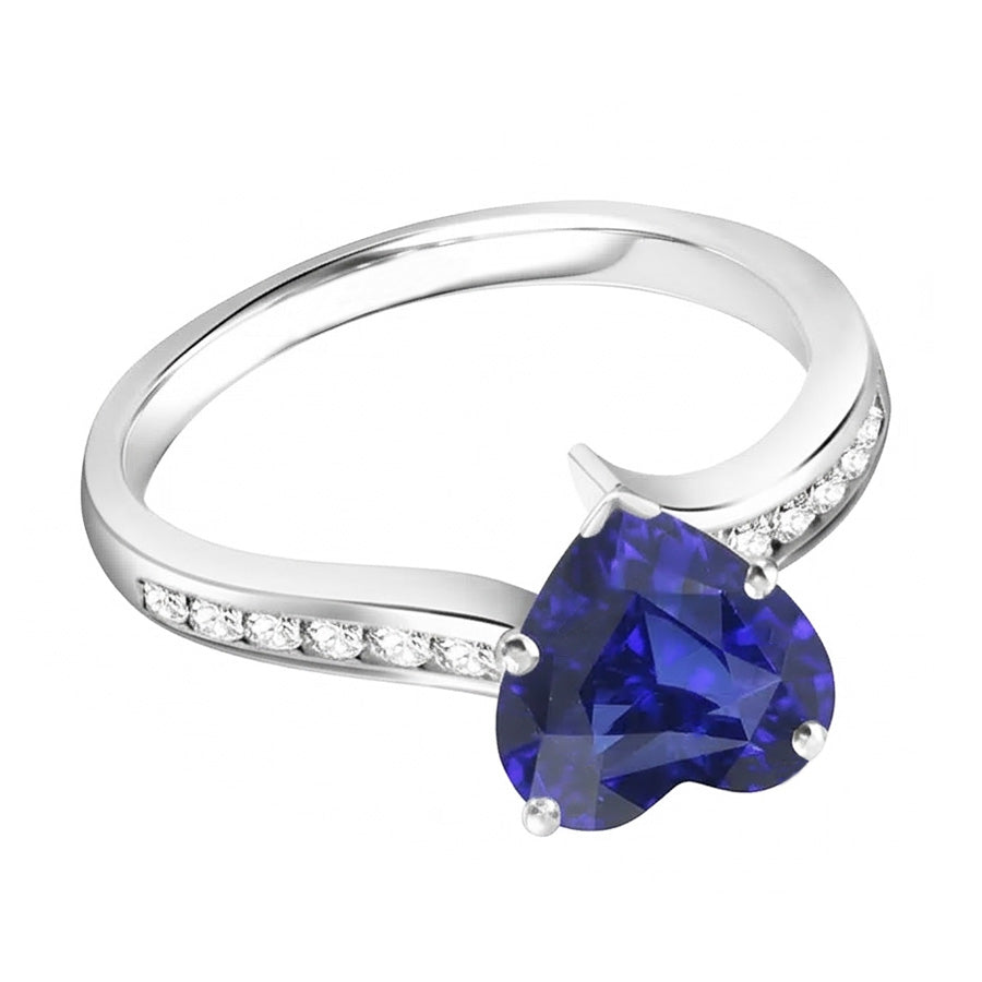 Gold Anniversary Natural Earth Mined Diamond & Ceylon Sapphire Ring 4 Carats