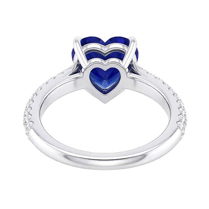 Gold Blue Sapphire Gemstone Ring 4 Carats Multi Row Pave Set Natural Earth Mined Diamonds