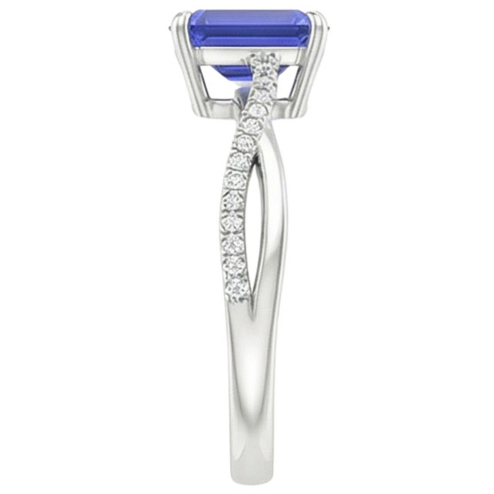 Gold Blue Sapphire & Natural Earth Mined Diamond Ring With Accents Twisted Shank 4 Carats