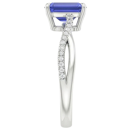 Gold Blue Sapphire & Natural Earth Mined Diamond Ring With Accents Twisted Shank 4 Carats