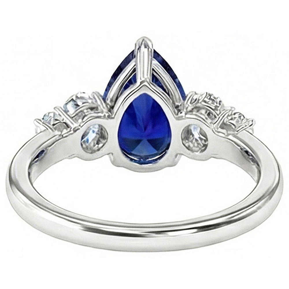 natural round sapphire 3.50ct ring profile view