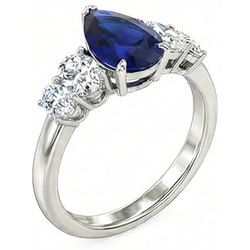Natural Sapphire Ring 3.50ct - White Gold 14K