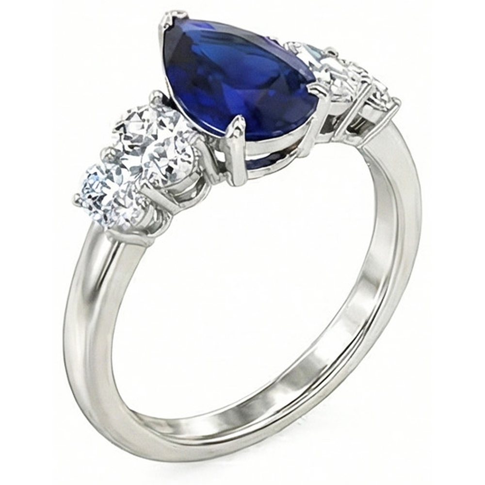 natural round sapphire 3.50ct ring front view
