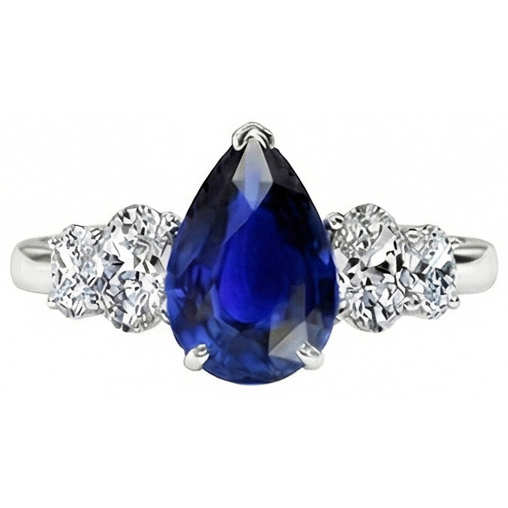 natural round sapphire 3.50ct ring side angle