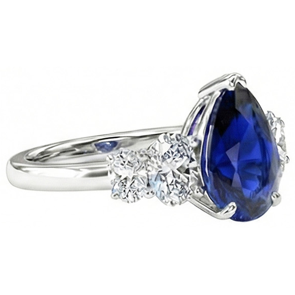 natural round sapphire 3.50ct ring close up detail