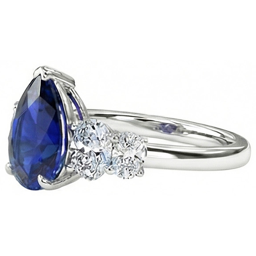 natural round sapphire 3.50ct ring top view