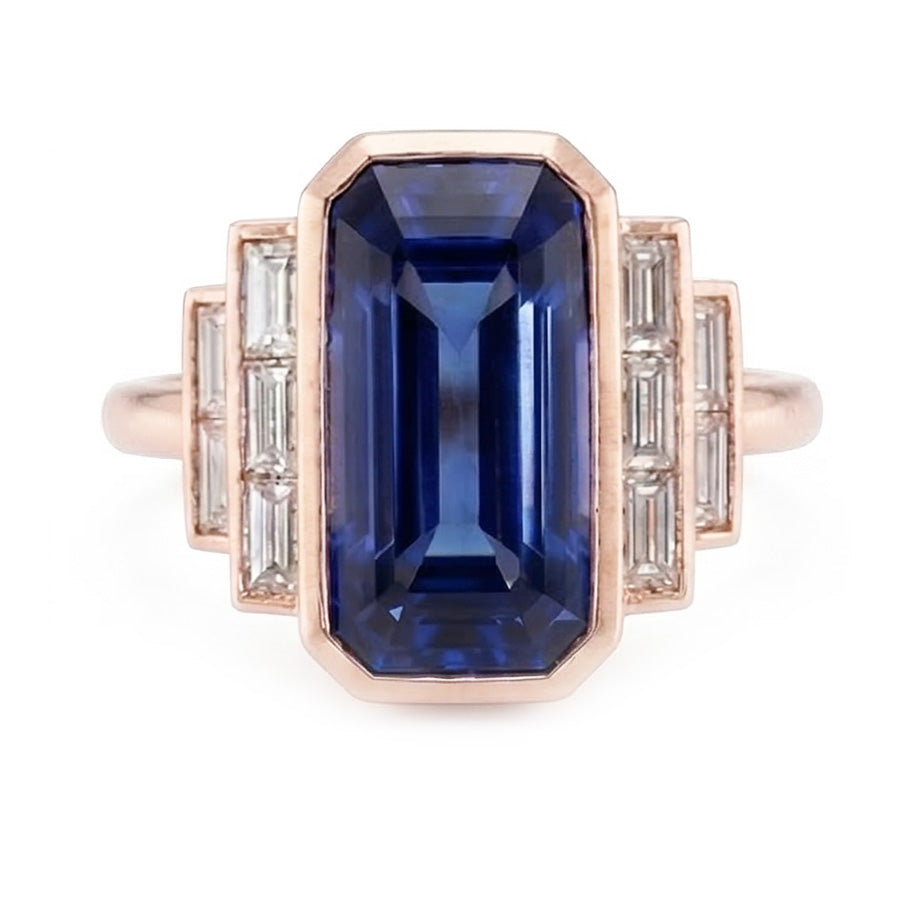 natural emerald sapphire 3.50ct ring close up detail