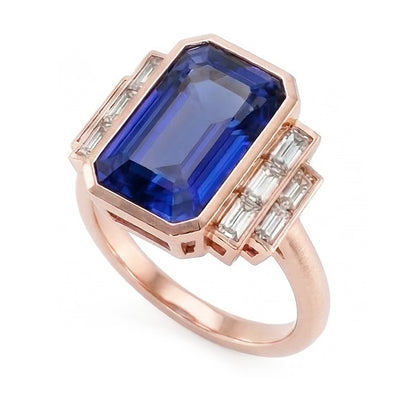 natural emerald sapphire 3.50ct ring profile view