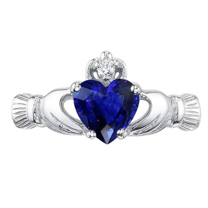 Gold Gemstone Ring Heart Ceylon Sapphire 2.25 Carats Natural Earth Mined Diamond Jewelry