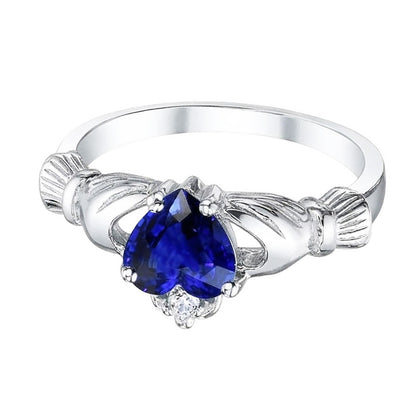 Gold Gemstone Ring Heart Ceylon Sapphire 2.25 Carats Natural Earth Mined Diamond Jewelry