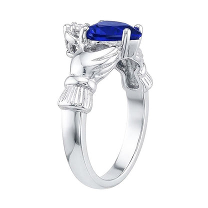 Gold Gemstone Ring Heart Ceylon Sapphire 2.25 Carats Natural Earth Mined Diamond Jewelry