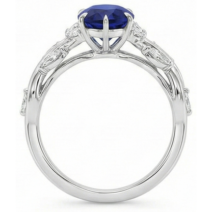 natural pear sapphire 7.25ct ring on white background