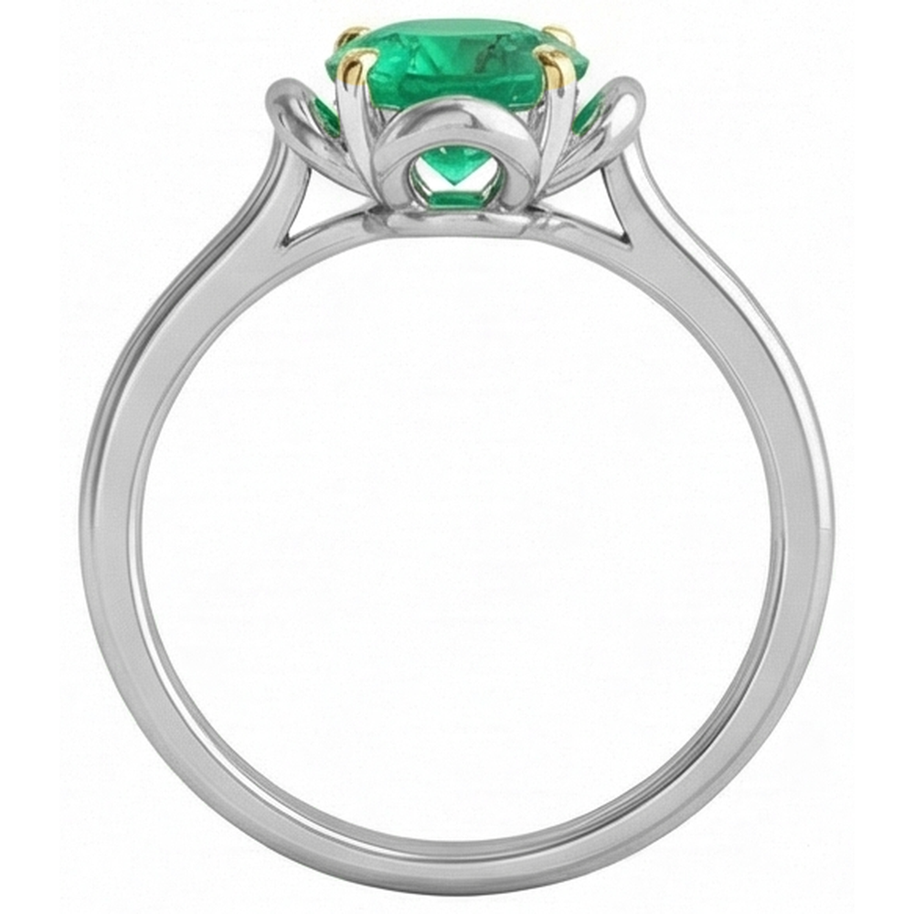 Natural Real ( Not Lab Grown ) Gold Gemstone Ring Solitaire Green Emerald GIA