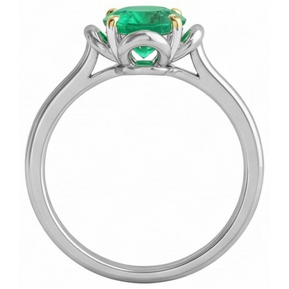 Natural Real ( Not Lab Grown ) Gold Gemstone Ring Solitaire Green Emerald GIA