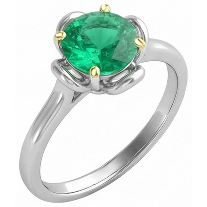 Natural Real ( Not Lab Grown ) Gold Gemstone Ring Solitaire Green Emerald GIA