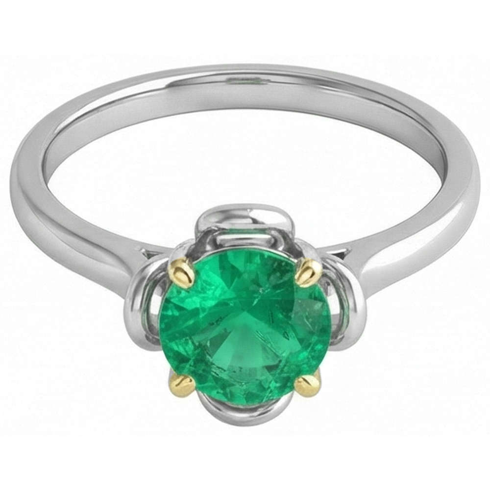 Natural Real ( Not Lab Grown ) Gold Gemstone Ring Solitaire Green Emerald GIA