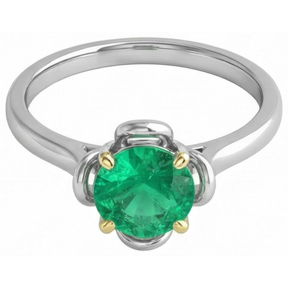 Natural Real ( Not Lab Grown ) Gold Gemstone Ring Solitaire Green Emerald GIA
