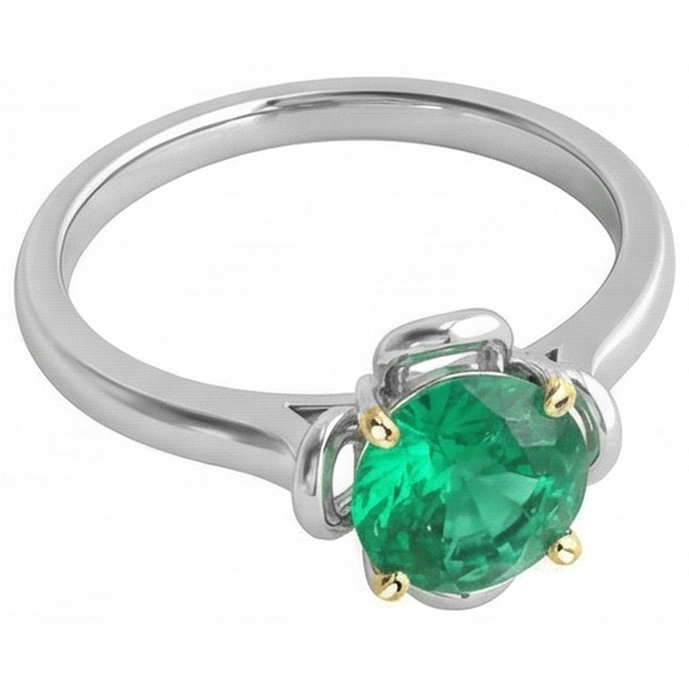 Natural Real ( Not Lab Grown ) Gold Gemstone Ring Solitaire Green Emerald GIA