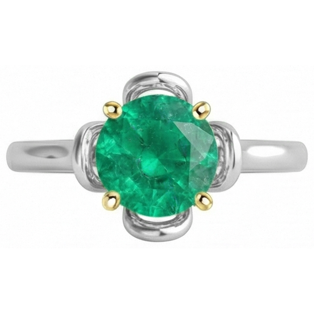 Natural Real ( Not Lab Grown ) Gold Gemstone Ring Solitaire Green Emerald GIA