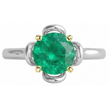Natural Real ( Not Lab Grown ) Gold Gemstone Ring Solitaire Green Emerald GIA