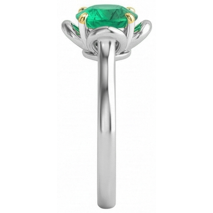 Natural Real ( Not Lab Grown ) Gold Gemstone Ring Solitaire Green Emerald GIA