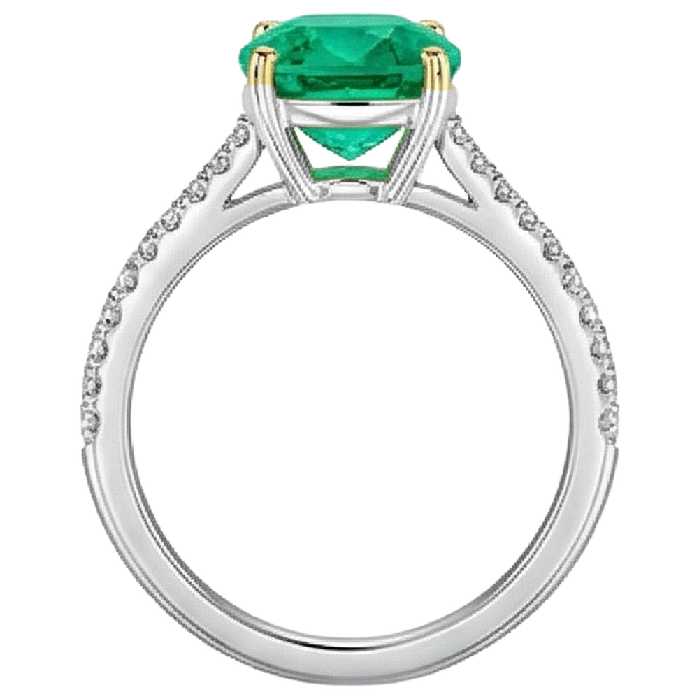 Natural Real ( Not Lab Grown ) Gold Gemstone Ring With Accents Green Emerald GIA Jewelry