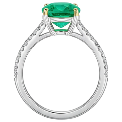 Natural Real ( Not Lab Grown ) Gold Gemstone Ring With Accents Green Emerald GIA Jewelry