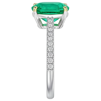 Natural Real ( Not Lab Grown ) Gold Gemstone Ring With Accents Green Emerald GIA Jewelry