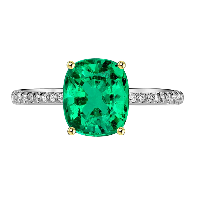 Gold Gemstone Ring With Accents Green Emerald Jewelry