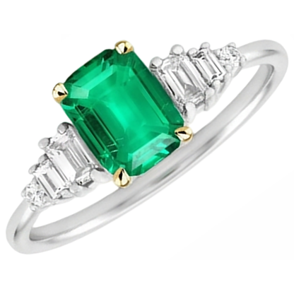 Gold Green Emerald GIA Real Diamond Ring