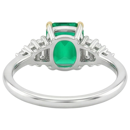 Gold Green Emerald GIA Real Diamond Ring