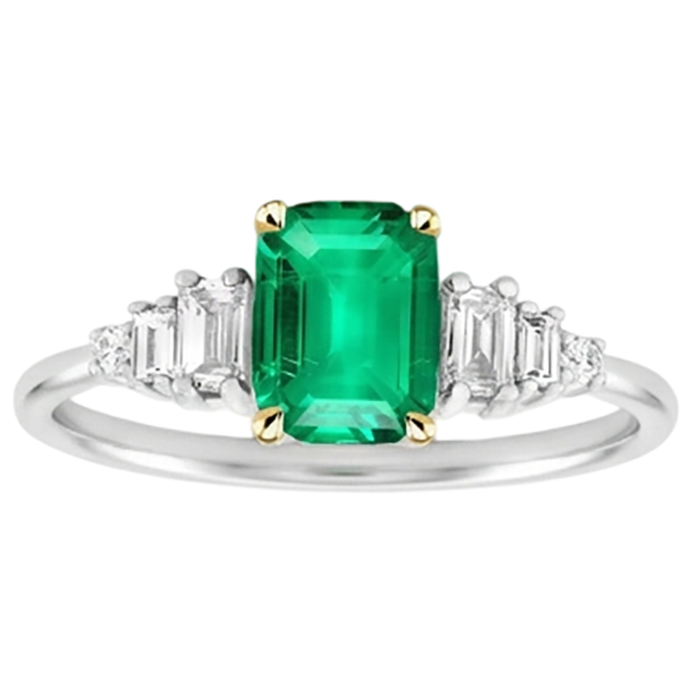 Gold Green Emerald GIA Real Diamond Ring