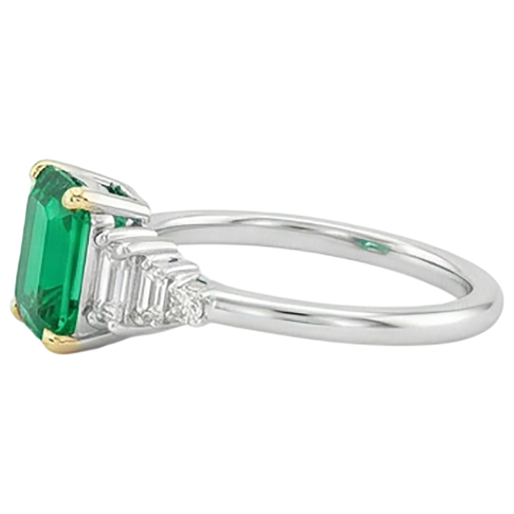 Gold Green Emerald GIA Real Diamond Ring