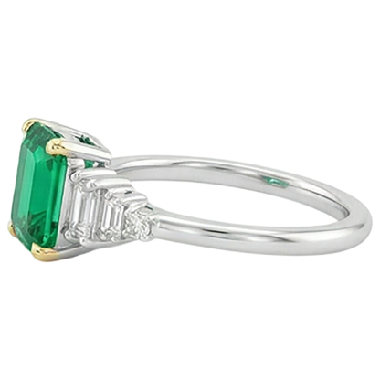 Gold Green Emerald GIA Real Diamond Ring