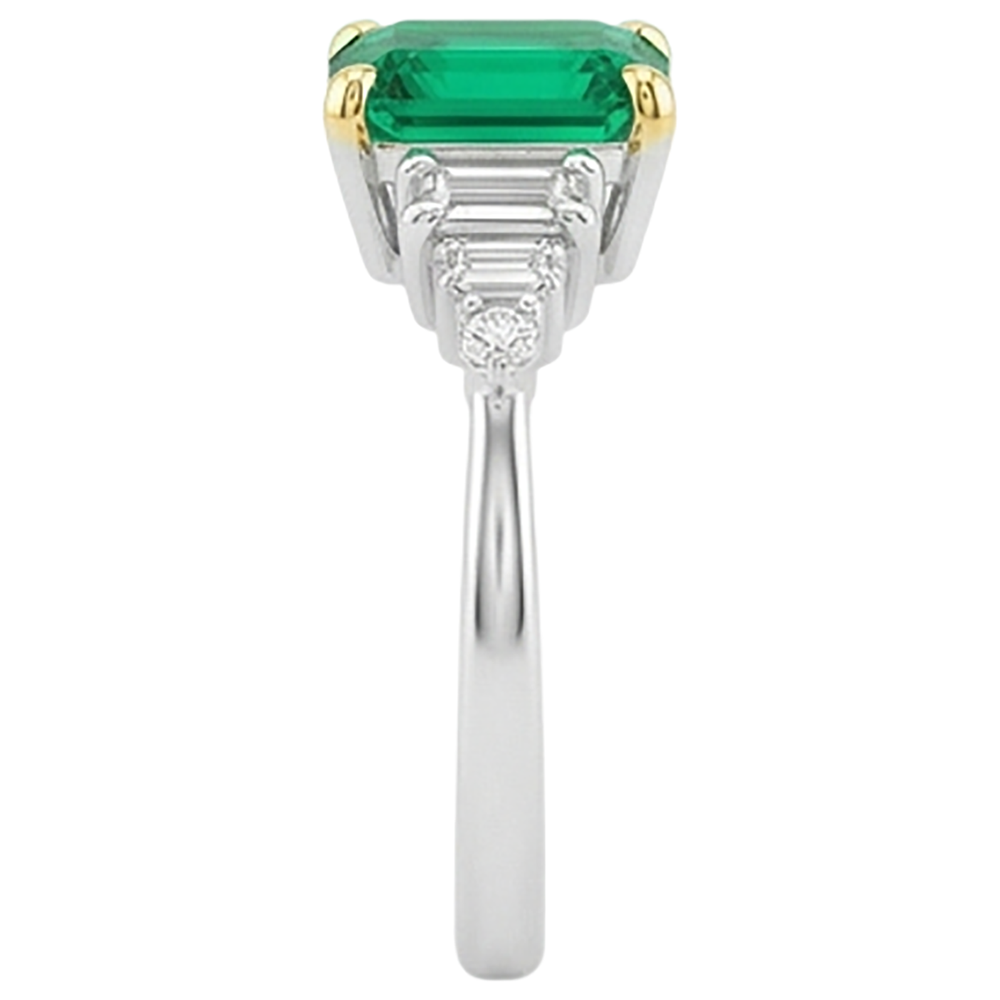 Gold Green Emerald GIA Real Diamond Ring