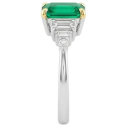 Gold Green Emerald GIA Real Diamond Ring