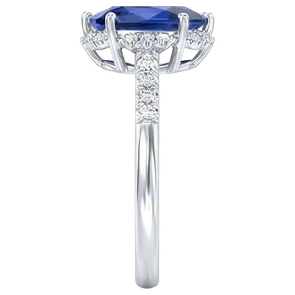 Gold Halo Natural Earth Mined Diamond Jewelry Pear Blue Sapphire Gemstone Ring 3.50 Carats