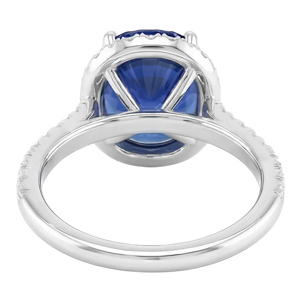 Gold Halo Oval Ceylon Sapphire Ring Natural Earth Mined Diamond Jewelry 3.50 Carats