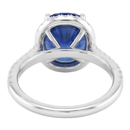 Gold Halo Oval Ceylon Sapphire Ring Natural Earth Mined Diamond Jewelry 3.50 Carats