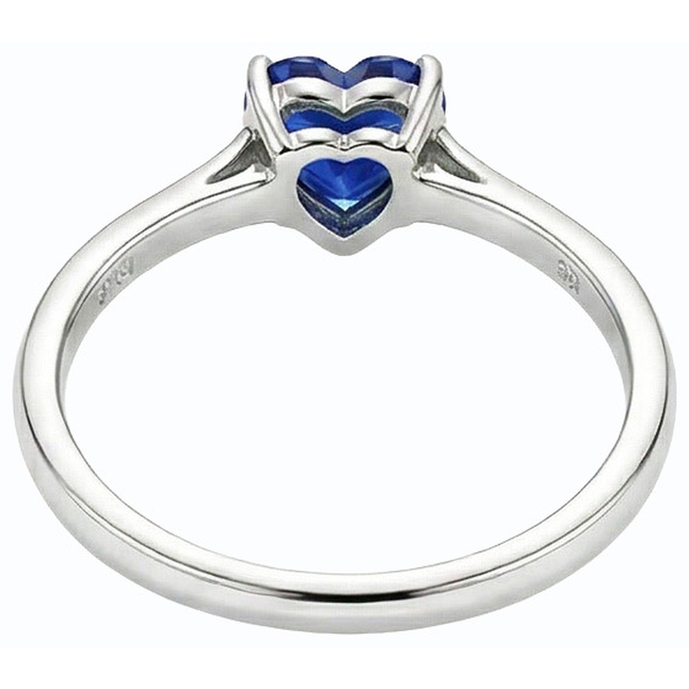 Gold Heart Solitaire Natural Blue Sapphire Ring 1 Carat