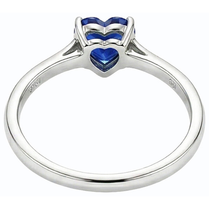 Gold Heart Solitaire Natural Blue Sapphire Ring 1 Carat